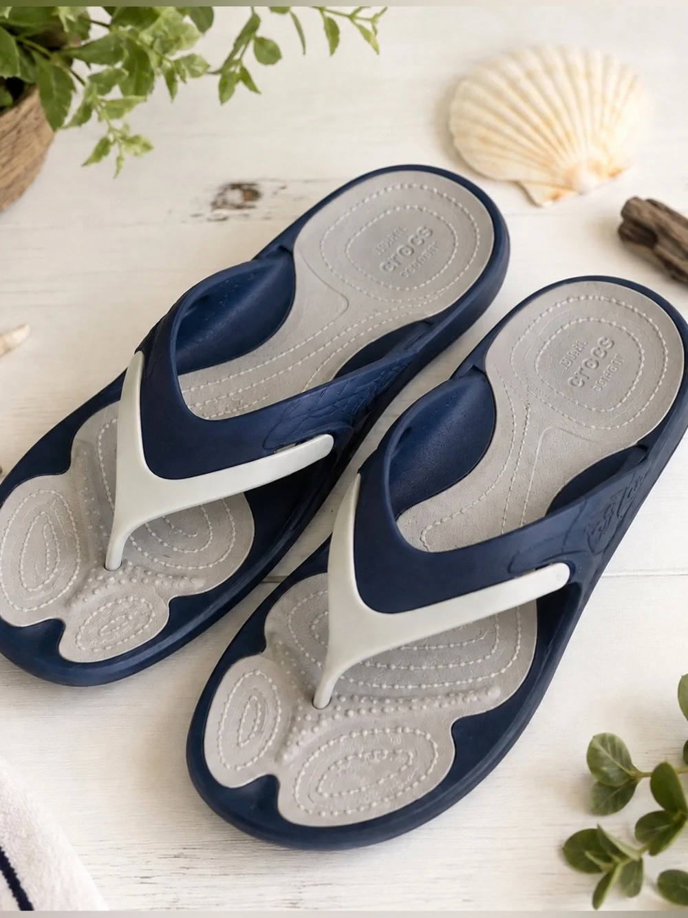Crocs Modi Sport Flip Flop Mens Size 15 Navy Blue Grey Sandals